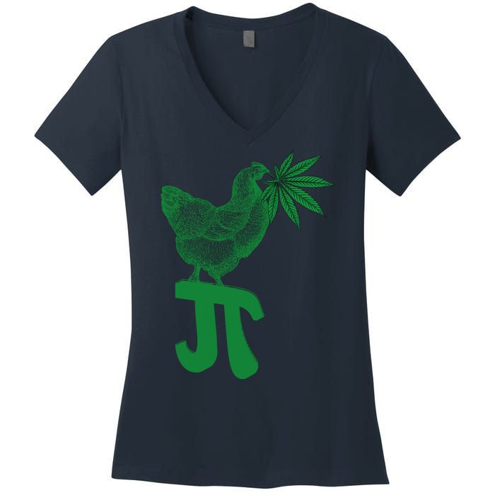 Chicken Pot Pie Pi Day Weed Pun Math Numbers March 3.14 Women's V-Neck T-Shirt