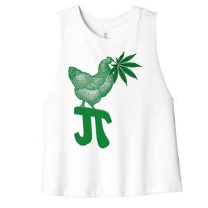 Chicken Pot Pie Pi Day Weed Pun Math Numbers March 3.14 Women's Racerback Cropped Tank