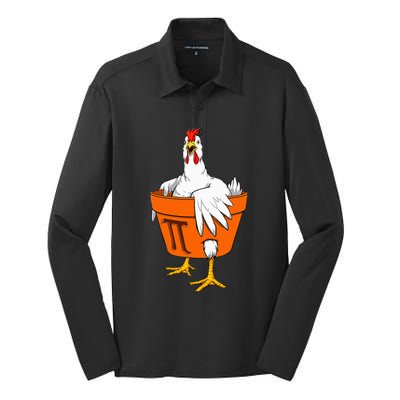 Chicken Pot PI Day Math Teacher Gift Silk Touch Performance Long Sleeve Polo