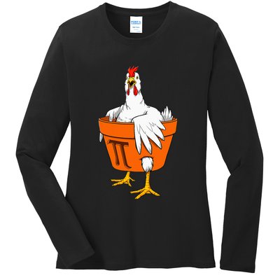 Chicken Pot PI Day Math Teacher Gift Ladies Long Sleeve Shirt