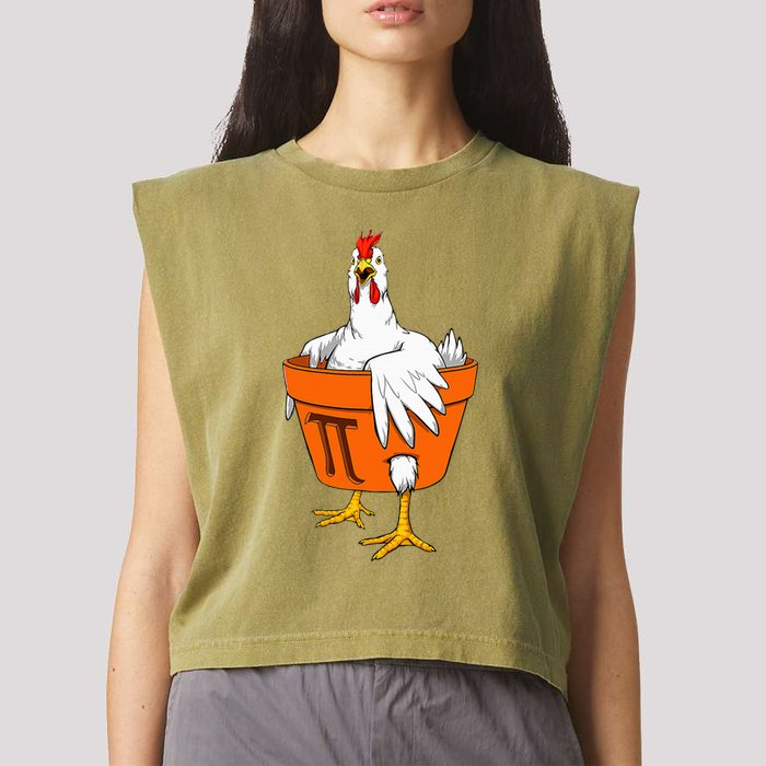 Chicken Pot PI Day Math Teacher Gift Garment-Dyed Women's Muscle Tee