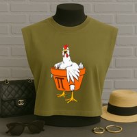 Chicken Pot PI Day Math Teacher Gift Garment-Dyed Women's Muscle Tee
