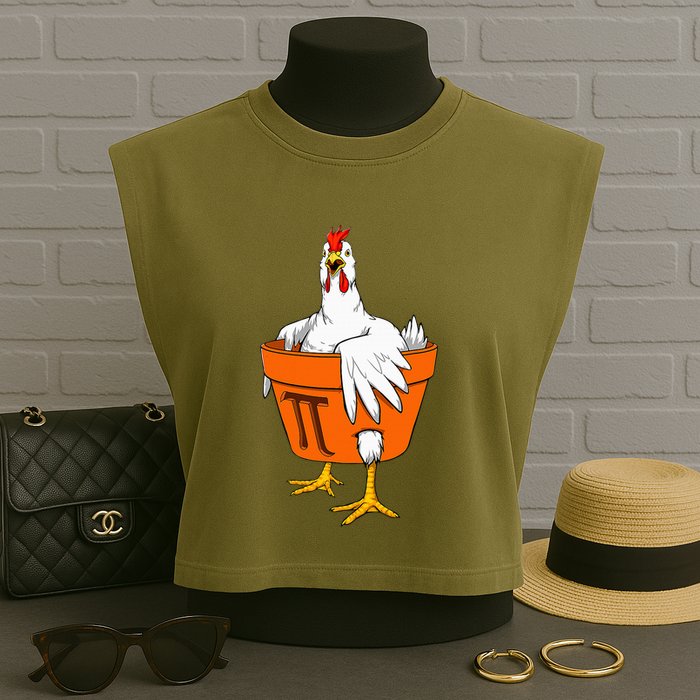 Chicken Pot PI Day Math Teacher Gift Garment-Dyed Women's Muscle Tee
