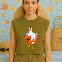 Chicken Pot PI Day Math Teacher Gift Garment-Dyed Women's Muscle Tee