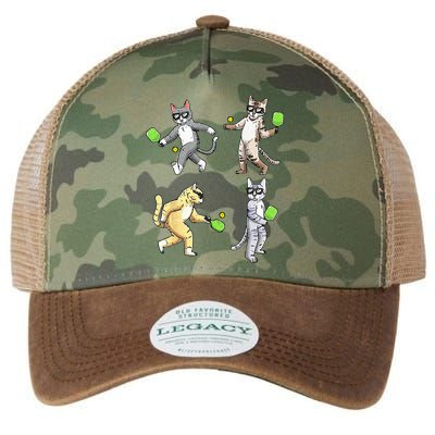 Cats Playing Pickleball Legacy Tie Dye Trucker Hat