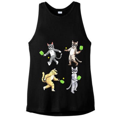 Cats Playing Pickleball Ladies PosiCharge Tri-Blend Wicking Tank
