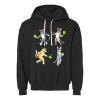 Cats Playing Pickleball Garment-Dyed Fleece Hoodie