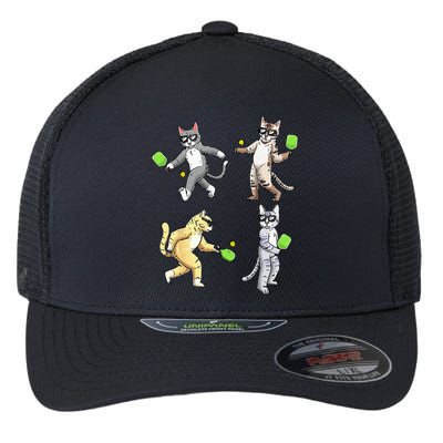 Cats Playing Pickleball Flexfit Unipanel Trucker Cap