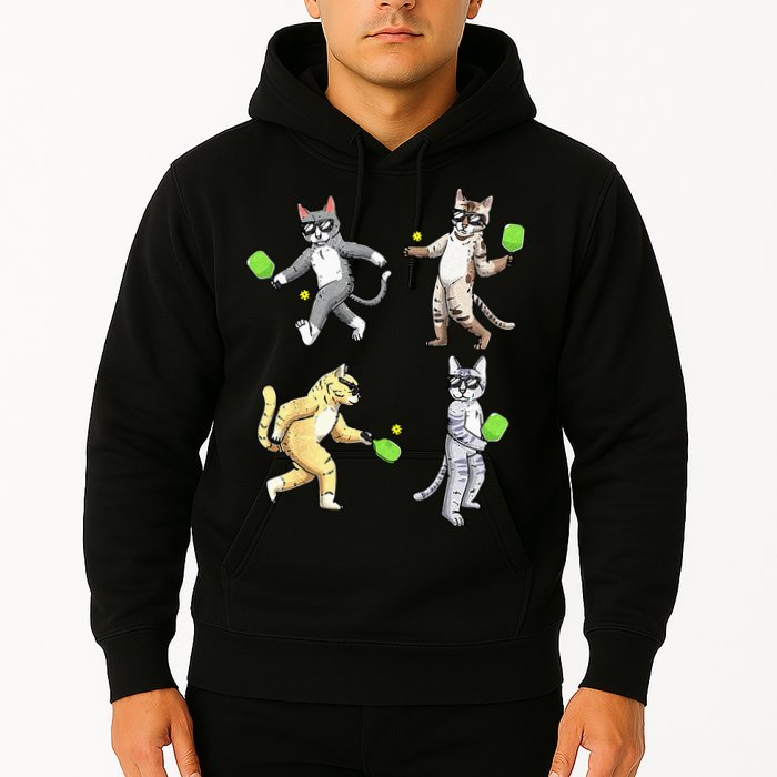 Cats Playing Pickleball Hoodie