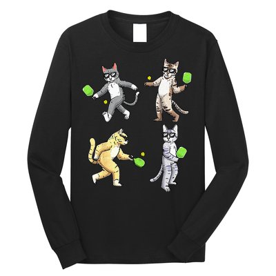 Cats Playing Pickleball Long Sleeve Shirt