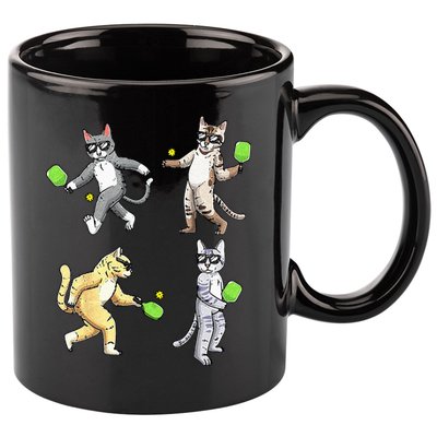 Cats Playing Pickleball 11oz C Handle Ceramic Mug