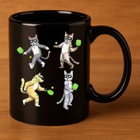 Cats Playing Pickleball 11oz C Handle Ceramic Mug
