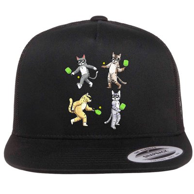 Cats Playing Pickleball Flatbill Hat