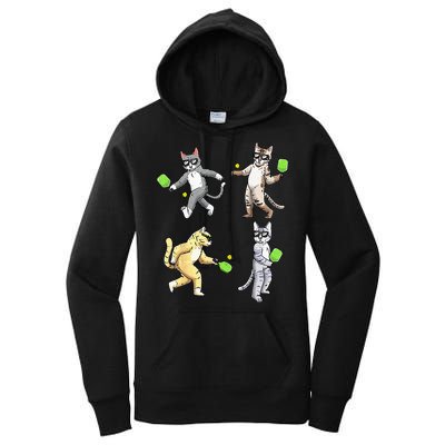 Cats Playing Pickleball Women's Pullover Hoodie