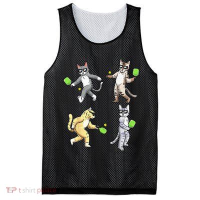 Cats Playing Pickleball Mesh Reversible Basketball Jersey Tank
