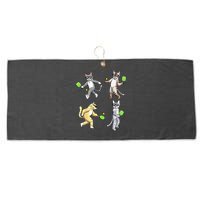 Cats Playing Pickleball Large Microfiber Waffle Golf Towel