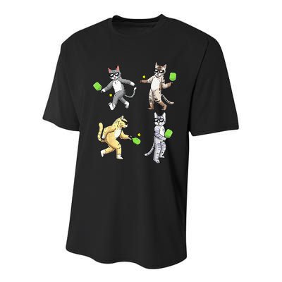 Cats Playing Pickleball Youth Performance Sprint T-Shirt