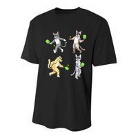Cats Playing Pickleball Youth Performance Sprint T-Shirt