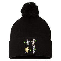Cats Playing Pickleball Pom Pom 12in Knit Beanie