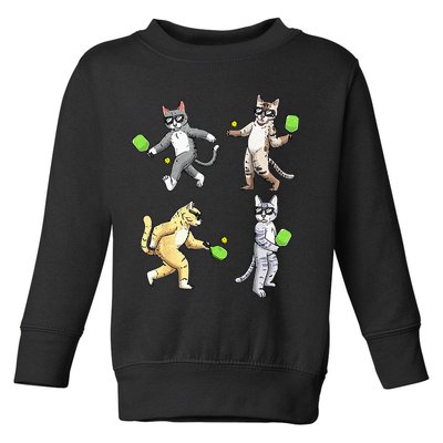 Cats Playing Pickleball Toddler Sweatshirt