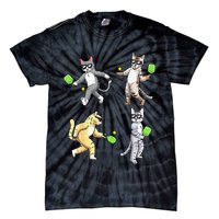 Cats Playing Pickleball Tie-Dye T-Shirt