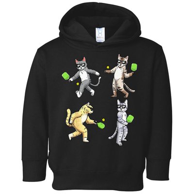 Cats Playing Pickleball Toddler Hoodie
