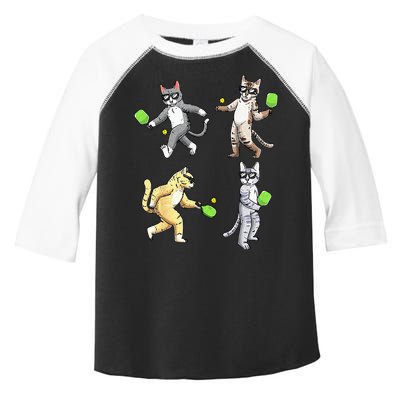 Cats Playing Pickleball Toddler Fine Jersey T-Shirt