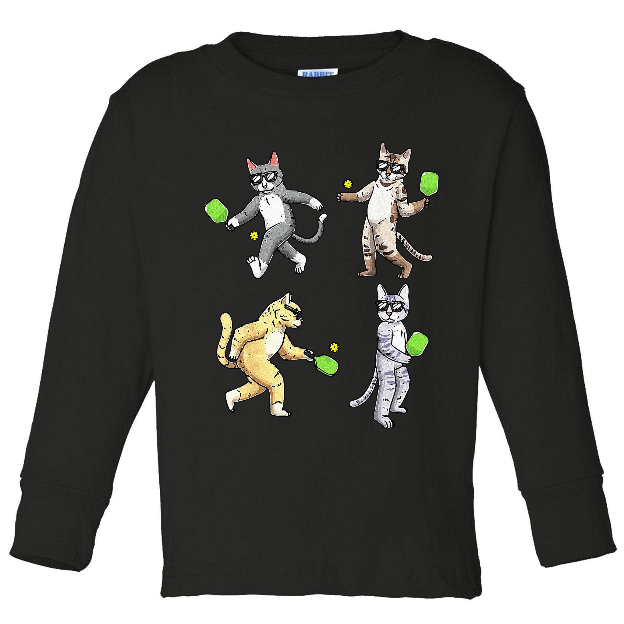 Cats Playing Pickleball Toddler Long Sleeve Shirt