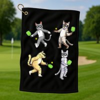 Cats Playing Pickleball Golf Towel