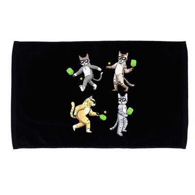 Cats Playing Pickleball Microfiber Hand Towel