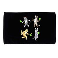Cats Playing Pickleball Microfiber Hand Towel
