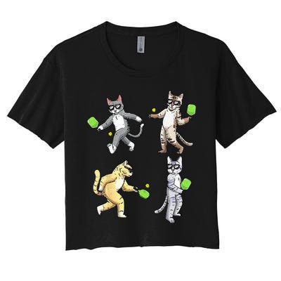 Cats Playing Pickleball Crop Top