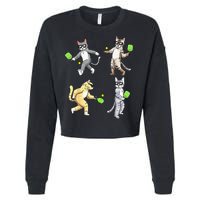 Cats Playing Pickleball Cropped Pullover Crew