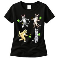 Cats Playing Pickleball Womens T-Shirt