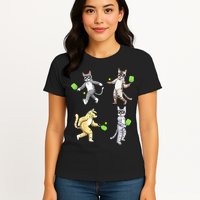 Cats Playing Pickleball Womens T-Shirt