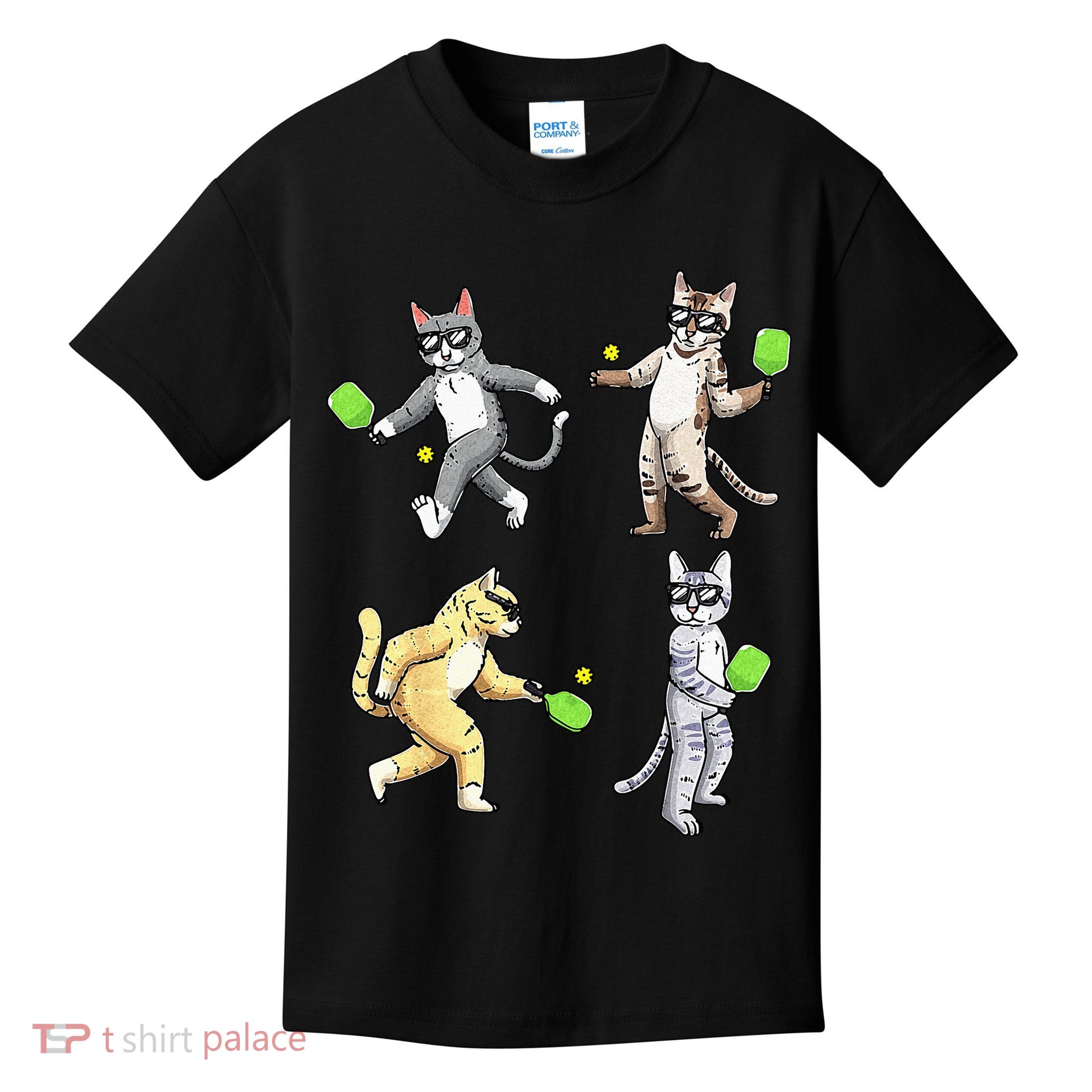 Cats Playing Pickleball Kids T-Shirt