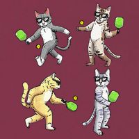 Cats Playing Pickleball 16oz Travel Tumbler