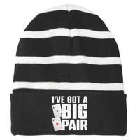 Cool Poker Player Design For Men Women Casino Lover Gambler Striped Beanie with Solid Band