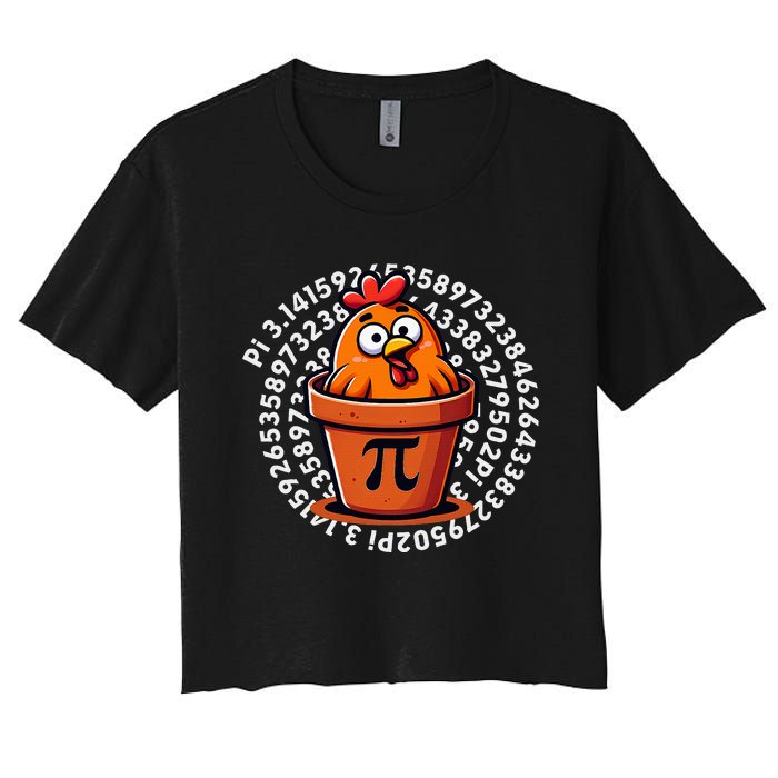 Chicken Pot Pi Day Women Math Teacher Women's Crop Top Tee