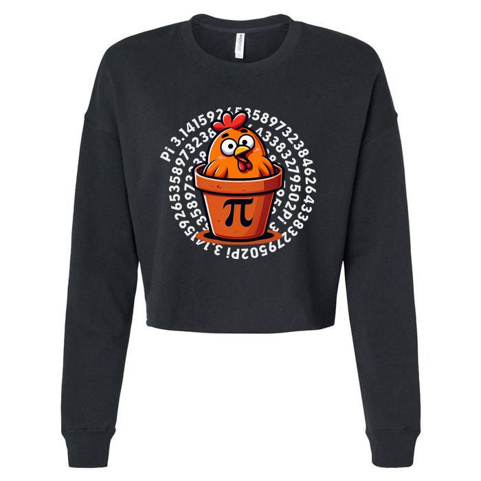 Chicken Pot Pi Day Women Math Teacher Cropped Pullover Crew