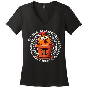 Chicken Pot Pi Day Women Math Teacher Women's V-Neck T-Shirt