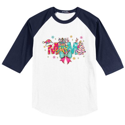 Coquette Preppy Pin.K Christmas Mama Christmas Outfits Baseball Sleeve Shirt