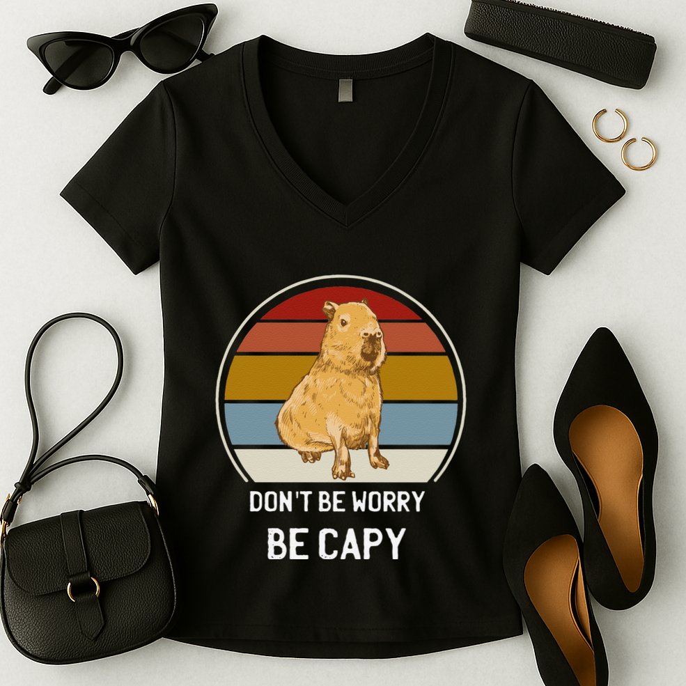 Capybara Peluches Party Peluche Capybara Big Capybara Plush Women's V-Neck T-Shirt