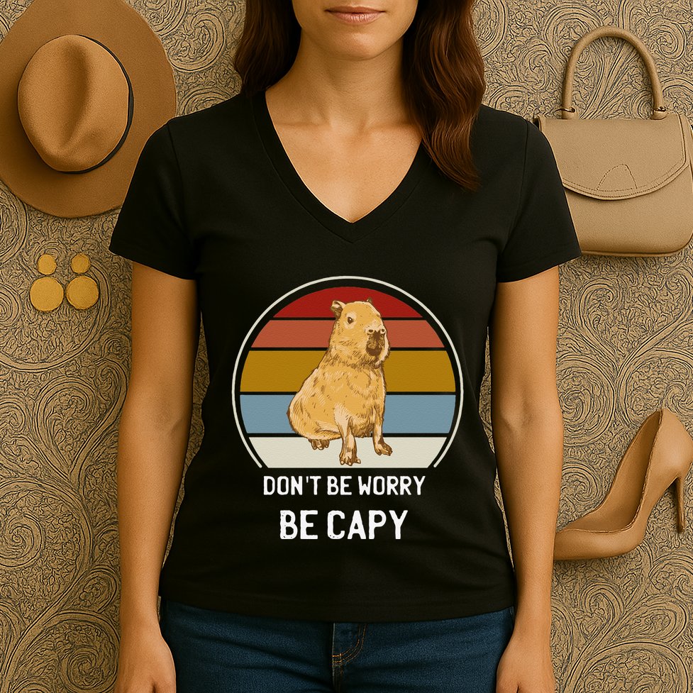 Capybara Peluches Party Peluche Capybara Big Capybara Plush Women's V-Neck T-Shirt