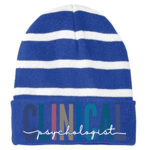 Clinical Psychologist Psychology Meaningful Gift Striped Beanie with Solid Band