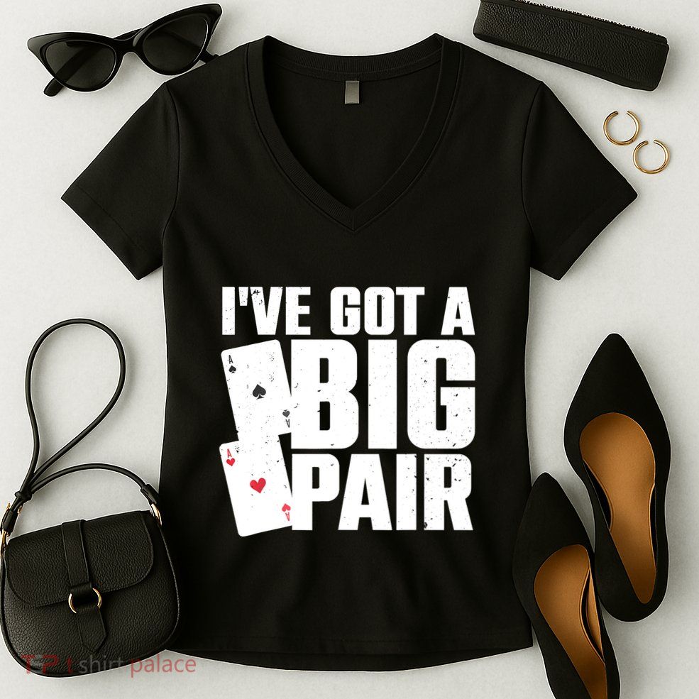Cool Poker Player Design Casino Lover Gambler Women's V-Neck T-Shirt