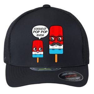 Coolest Pop Pop Ever Grandfather Popsicle Ice Cream Flexfit Unipanel Trucker Cap