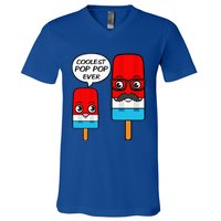 Coolest Pop Pop Ever Grandfather Popsicle Ice Cream V-Neck T-Shirt