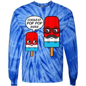 Coolest Pop Pop Ever Grandfather Popsicle Ice Cream Tie-Dye Long Sleeve Shirt