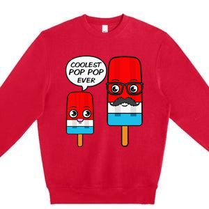 Coolest Pop Pop Ever Grandfather Popsicle Ice Cream Premium Crewneck Sweatshirt